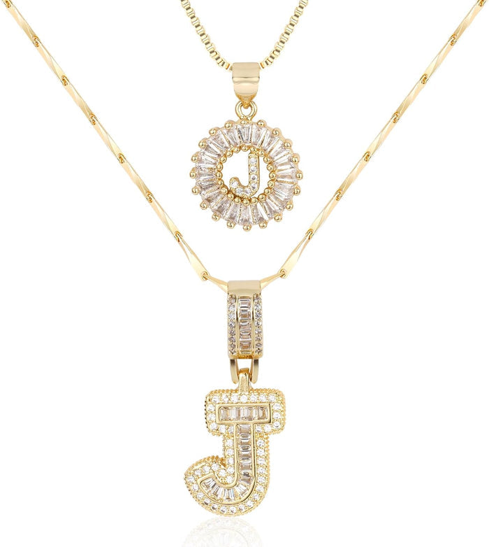 2 Pack -Initial Letter Pendant Necklaces