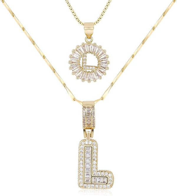 2 Pack -Initial Letter Pendant Necklaces