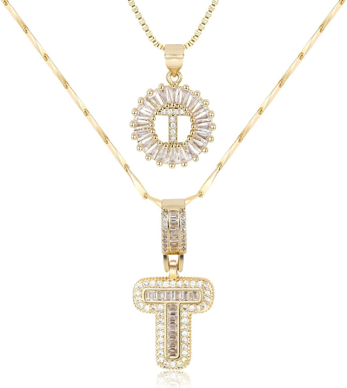 2 Pack -Initial Letter Pendant Necklaces
