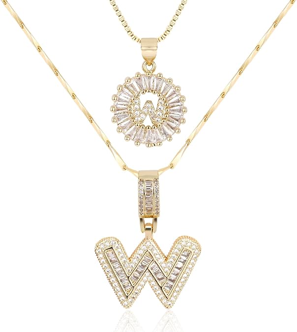 2 Pack -Initial Letter Pendant Necklaces