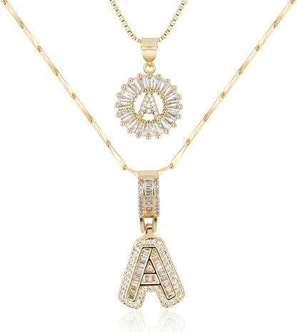 2 Pack -Initial Letter Pendant Necklaces