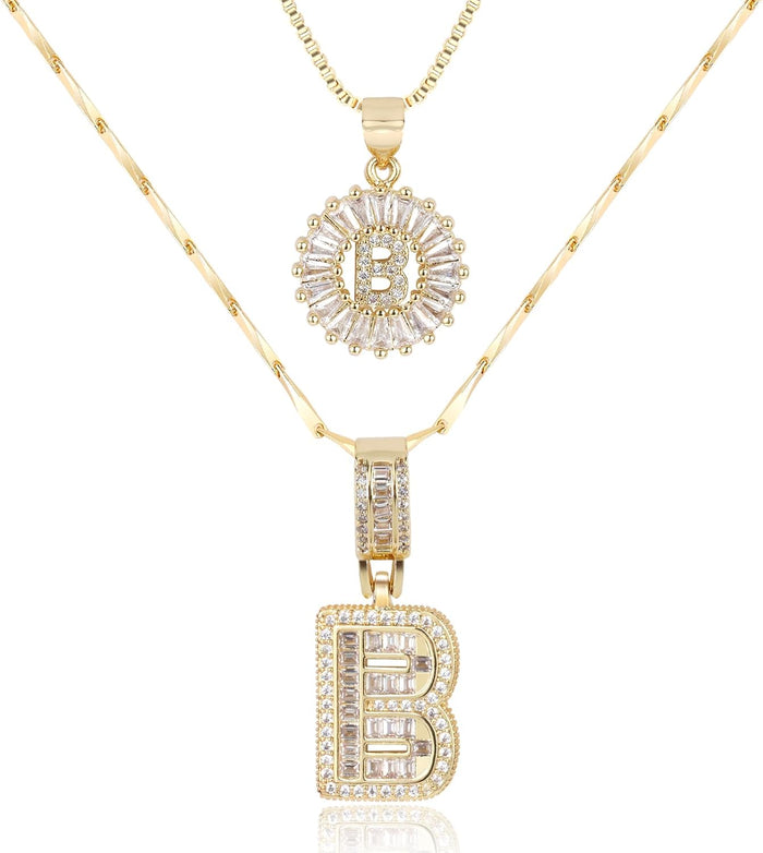 2 Pack -Initial Letter Pendant Necklaces
