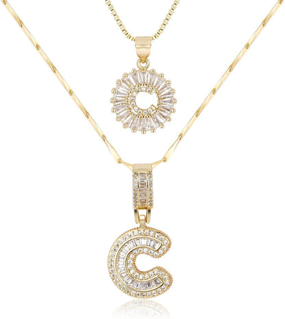 2 Pack -Initial Letter Pendant Necklaces