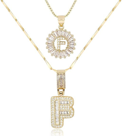 2 Pack -Initial Letter Pendant Necklaces