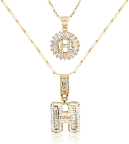 2 Pack -Initial Letter Pendant Necklaces