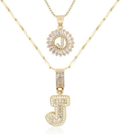 2 Pack -Initial Letter Pendant Necklaces