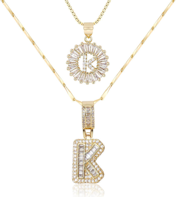 2 Pack -Initial Letter Pendant Necklaces