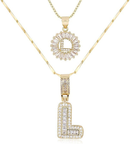 2 Pack -Initial Letter Pendant Necklaces