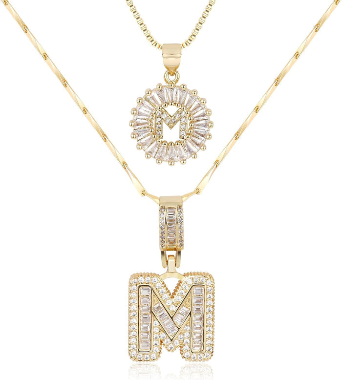 2 Pack -Initial Letter Pendant Necklaces