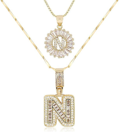 2 Pack -Initial Letter Pendant Necklaces