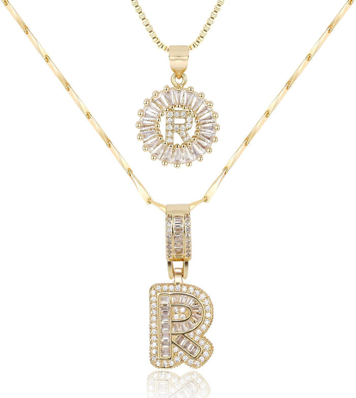 2 Pack -Initial Letter Pendant Necklaces
