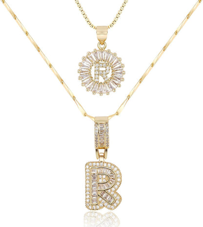 2 Pack -Initial Letter Pendant Necklaces