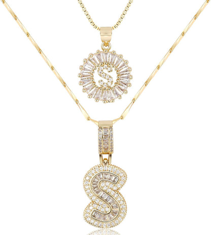 2 Pack -Initial Letter Pendant Necklaces