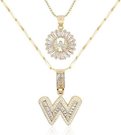2 Pack -Initial Letter Pendant Necklaces