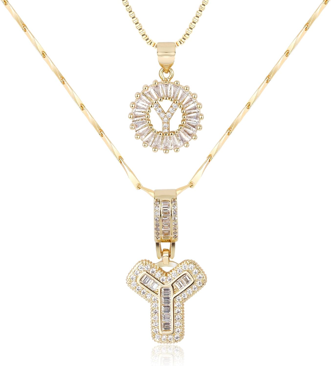 2 Pack -Initial Letter Pendant Necklaces