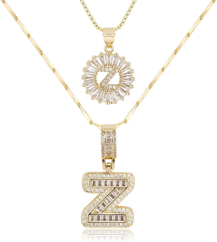 2 Pack -Initial Letter Pendant Necklaces
