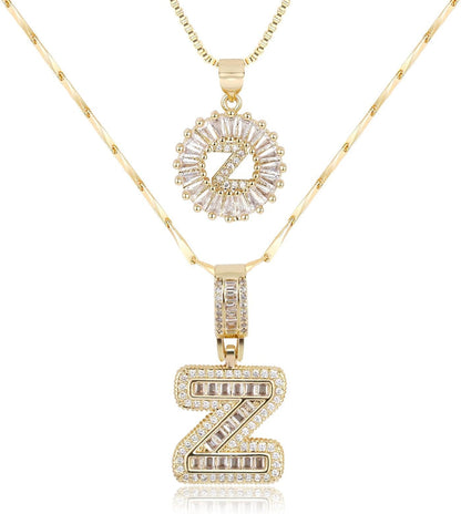 2 Pack -Initial Letter Pendant Necklaces